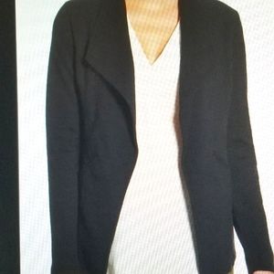Caslon black drape-collar cotton knit blazer